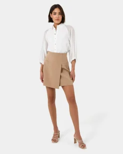 Forcast Giulia Gold Button Blouse White Outlet