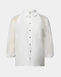 Forcast Giulia Gold Button Blouse White Outlet