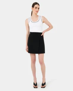 Forcast Gloria Contrast Knit Top Ivory & Black Hot