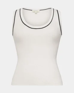 Forcast Gloria Contrast Knit Top Ivory & Black Hot