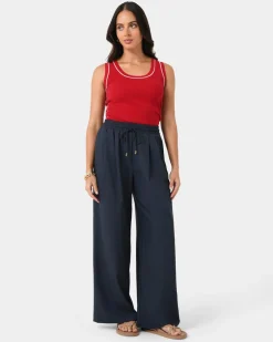 Forcast Gloria Contrast Knit Top Ivory & Red Outlet