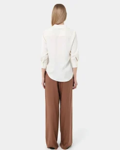 Forcast Hailee 3/4 Sleeve Satin Blouse Cream Hot