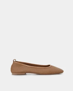 Forcast Halina Leather Weave Flat Camel Discount