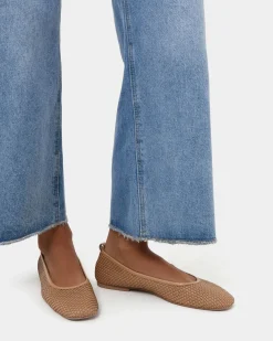 Forcast Halina Leather Weave Flat Camel Discount