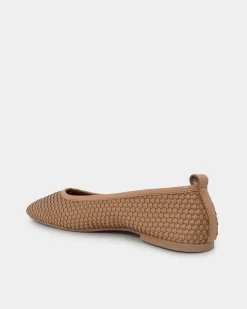 Forcast Halina Leather Weave Flat Camel Discount
