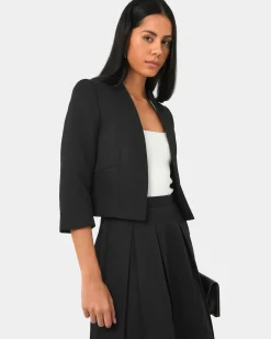 Forcast Harriet Jacquard Crop Jacket Black Hot