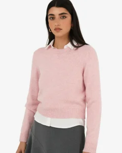 Forcast Hayes Wool Blend Jumper Pastel Pink Clearance