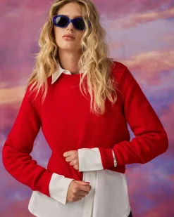 Forcast Hayes Wool Blend Jumper Red Clearance
