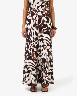Forcast Hazel Printed A-line Skirt Brown Retro Best