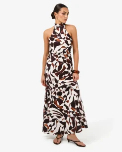 Forcast Hazel Printed A-line Skirt Brown Retro Best