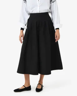 Forcast Heira Pleated Midi Skirt Black Discount