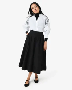 Forcast Heira Pleated Midi Skirt Black Discount
