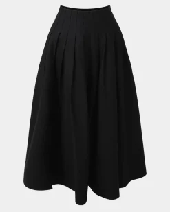 Forcast Heira Pleated Midi Skirt Black Discount