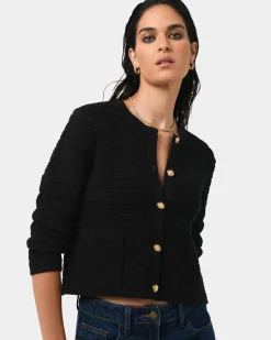 Forcast Hollis Textured Cardigan Black Discount