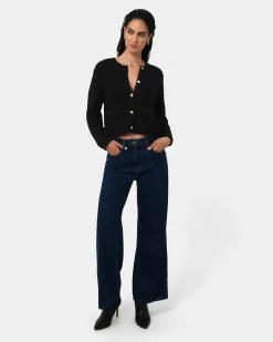 Forcast Hollis Textured Cardigan Black Discount
