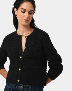 Forcast Hollis Textured Cardigan Black Discount