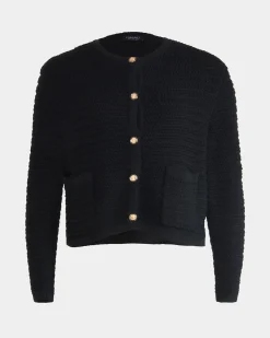 Forcast Hollis Textured Cardigan Black Discount