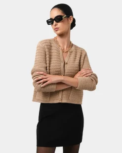 Forcast Hollis Textured Cardigan Beige Discount