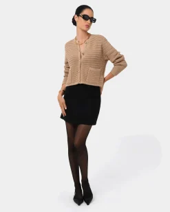 Forcast Hollis Textured Cardigan Beige Discount