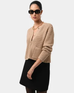Forcast Hollis Textured Cardigan Beige Discount