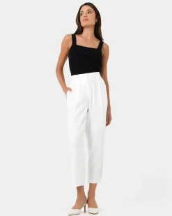 Forcast Indigo Elastic Waist Pant White Hot