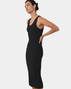 Forcast Isadora V-neck Knit Dress Black Clearance