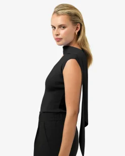 Forcast Isadora V-neck Scarf Knit Top Black New