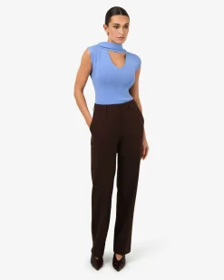 Forcast Isadora V-neck Scarf Knit Top Periwinkle Hot