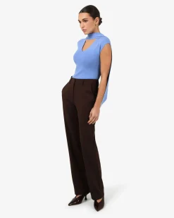 Forcast Isadora V-neck Scarf Knit Top Periwinkle Hot