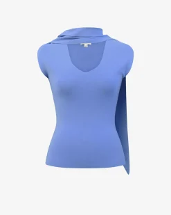 Forcast Isadora V-neck Scarf Knit Top Periwinkle Hot