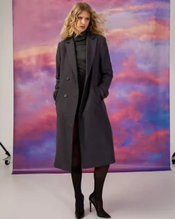 Forcast Jacquie Double Breasted Coat Charcoal Sale