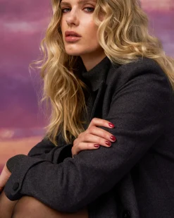 Forcast Jacquie Double Breasted Coat Charcoal Sale