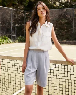 Forcast Jakie Tailored Shorts Sky Blue Discount