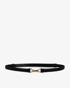 Forcast Janie Adjustable Leather Belt Black