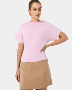 Forcast Jemma Relaxed Knit Top Pink Clearance