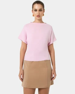 Forcast Jemma Relaxed Knit Top Pink Clearance