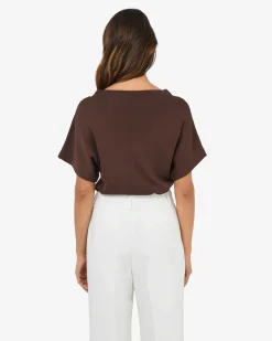 Forcast Jemma Relaxed Knit Top Espresso Hot