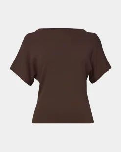 Forcast Jemma Relaxed Knit Top Espresso Hot