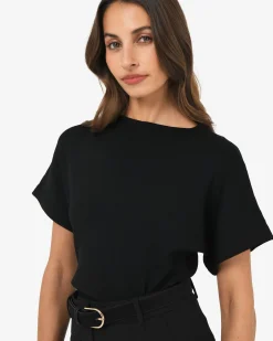 Forcast Jemma Relaxed Knit Top Black