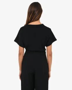 Forcast Jemma Relaxed Knit Top Black