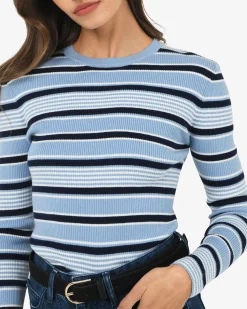 Forcast Jenny Wool Blend Knit Blue Stripe Sale