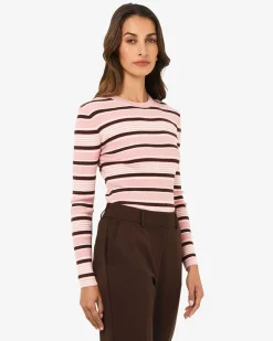 Forcast Jenny Wool Blend Knit Pink Stripe Sale