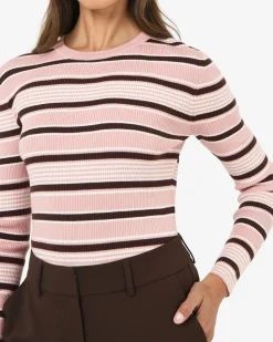 Forcast Jenny Wool Blend Knit Pink Stripe Sale