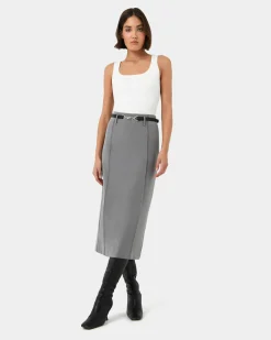 Forcast Joelle Column Skirt Grey Sale