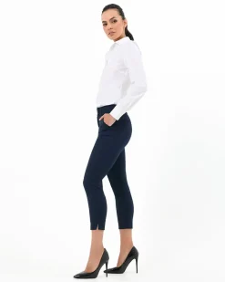 Forcast Josie 2 Cropped Notch Pants Navy New