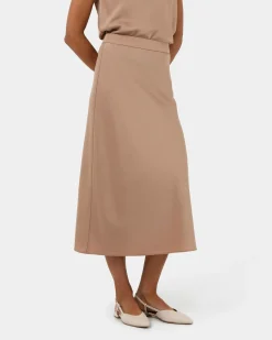 Forcast Joy Satin Midi Skirt Warm Taupe Best