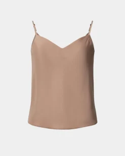 Forcast Joy Satin V-neck Cami Warm Taupe Clearance
