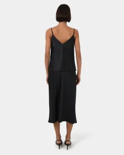 Forcast Joy Satin V-neck Cami Black Best