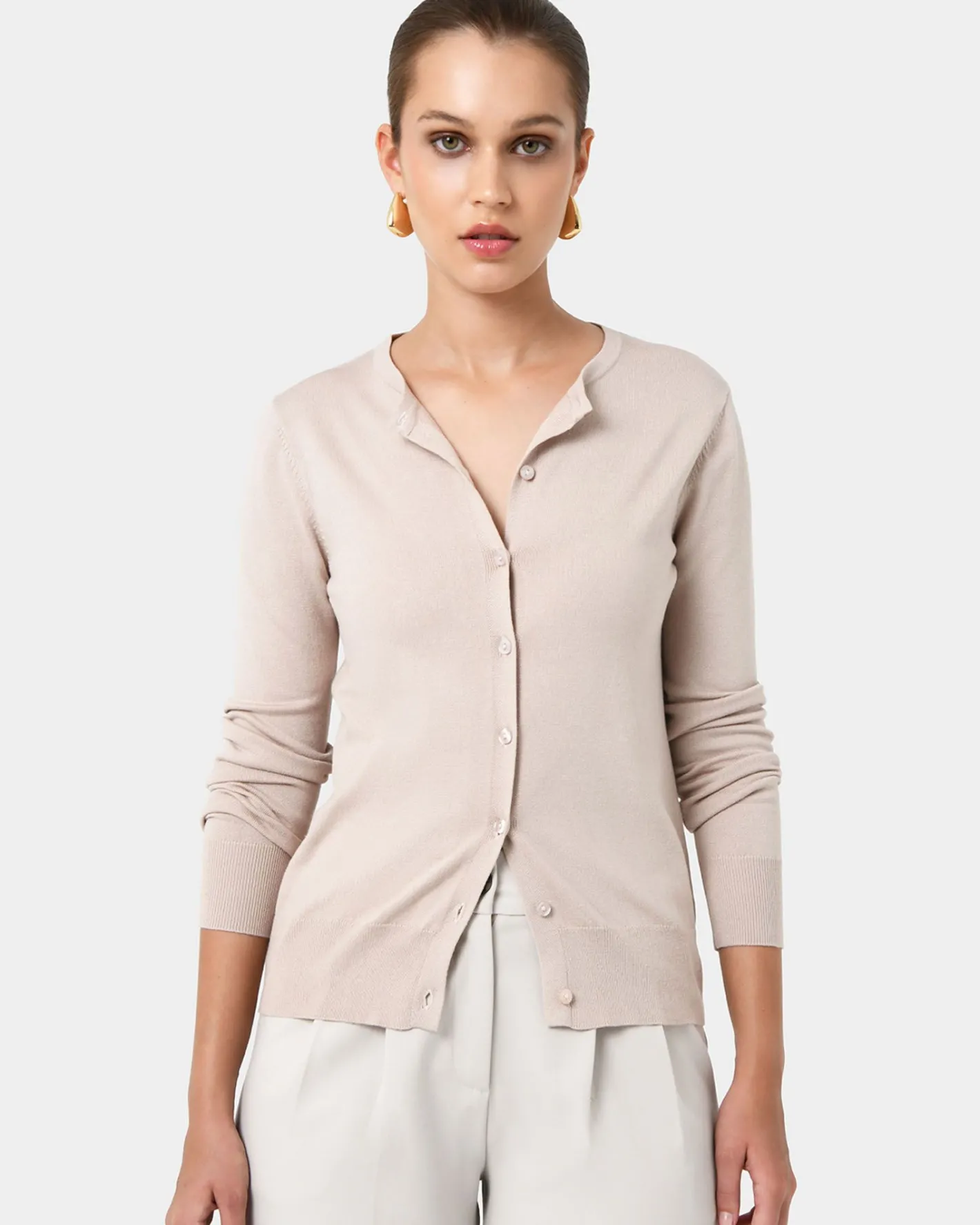Forcast Joyce Knit Cardigan Sand Beige Discount