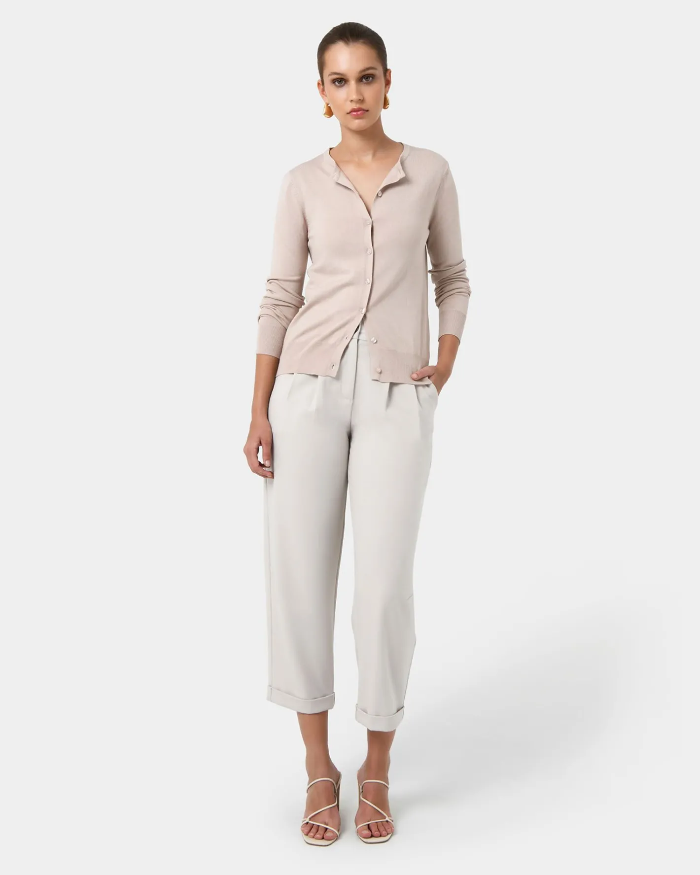 Forcast Joyce Knit Cardigan Sand Beige Discount